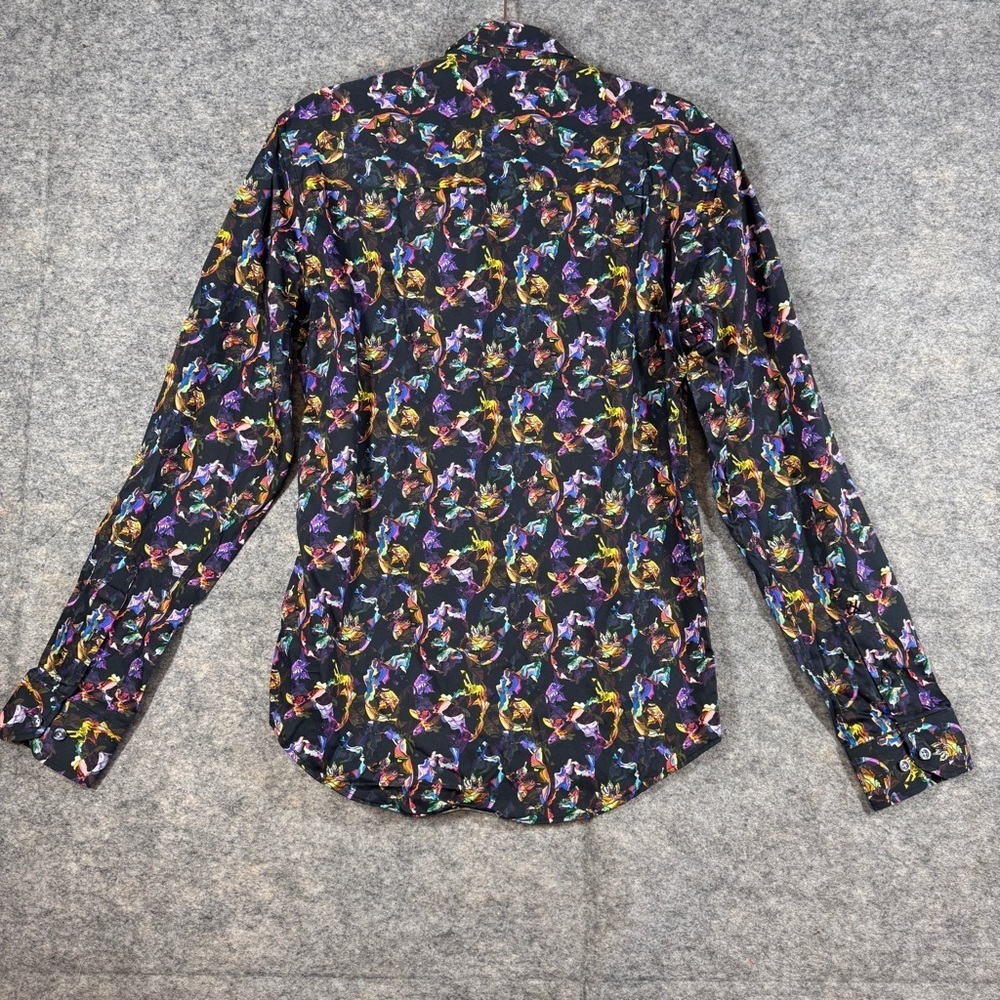 Eight X Premium Abstract Print Button Down Shirt Black Multicolor Size M Cotton - Picture 12 of 15